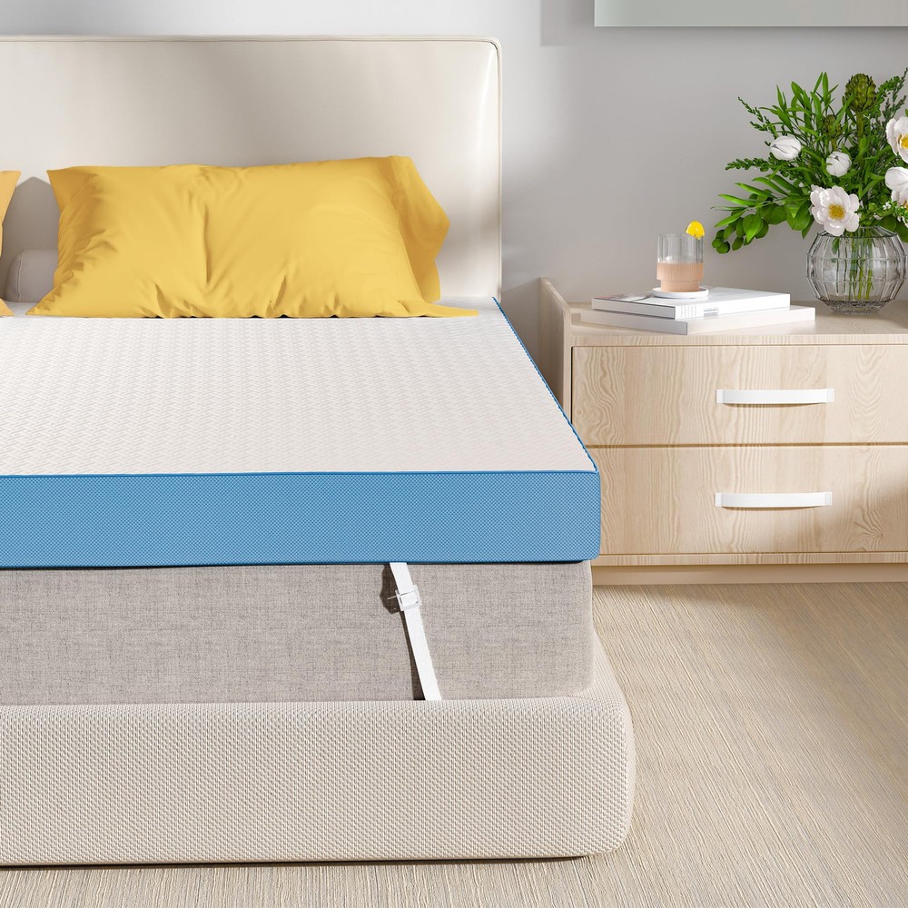 4 Inch Firm Mattress Topper Queen Size 60x80 Inch Extra Support, Gel-Infused ...