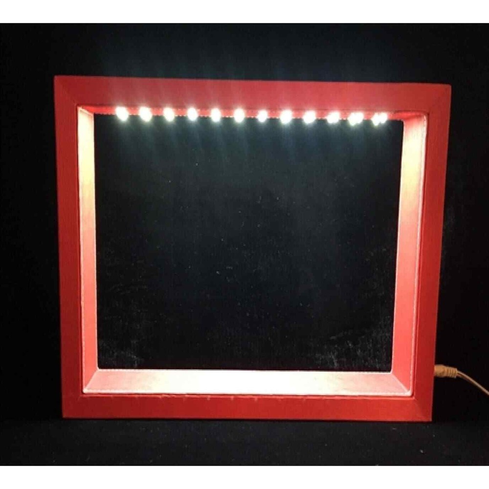 Red Square Leather With Led Lights Picture Frame