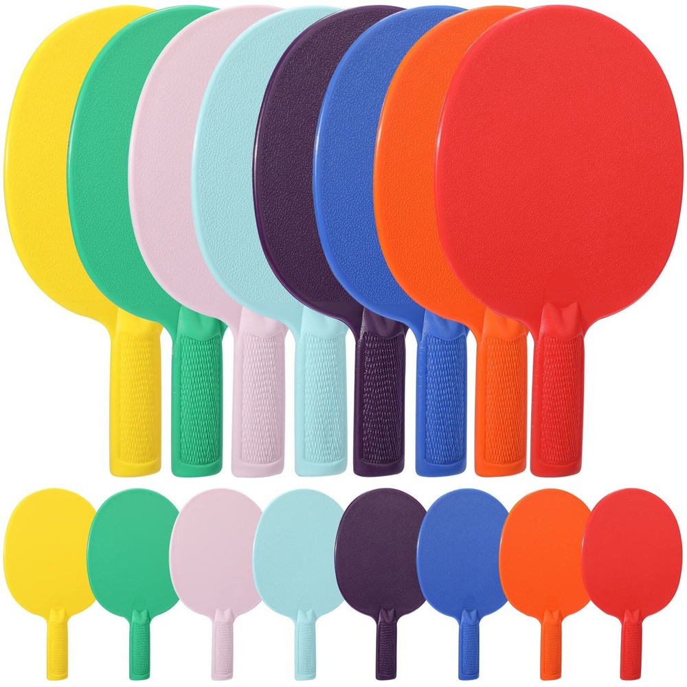 Junkin 16 Pcs Bulk Plastic Table Tennis Paddle Set Multi Color Sports Table T...