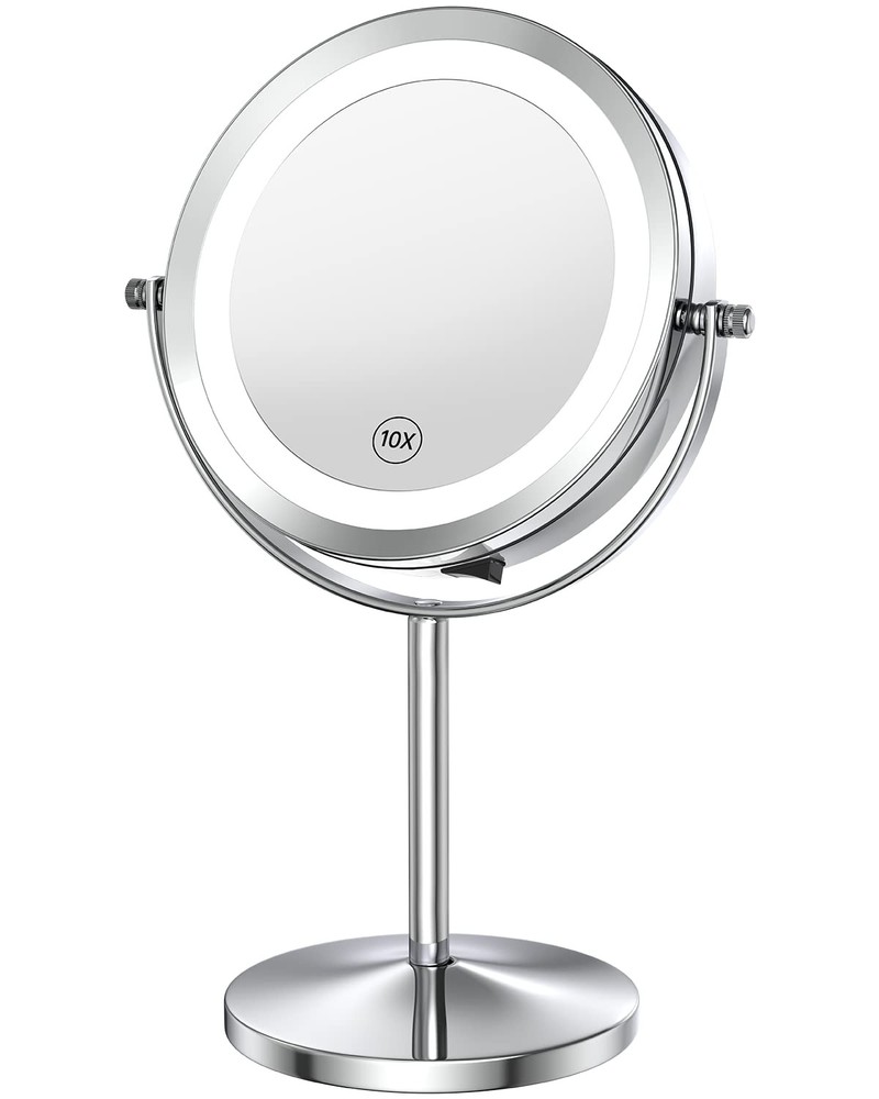 10X Magnifying Lighted Makeup Mirror – 7 Inch Dual-Sided 1X & 10X with LED Lights