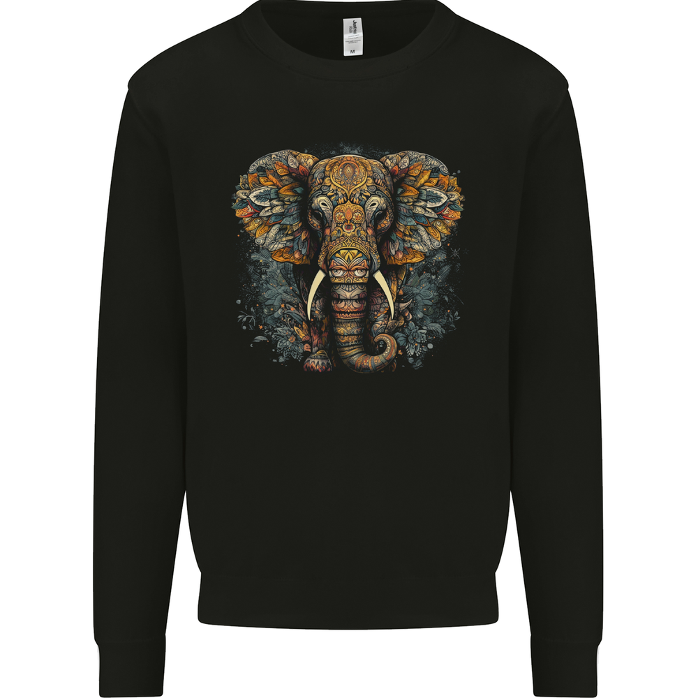 An Elephant With Tribal Markings Mens Sweatshirt Jumper