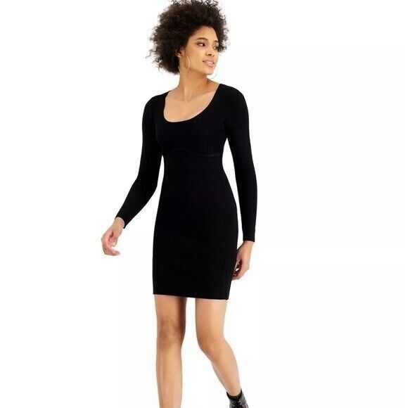 HIPPIE ROSEJuniors' Bodycon Bustier Sweater Dress black size XL