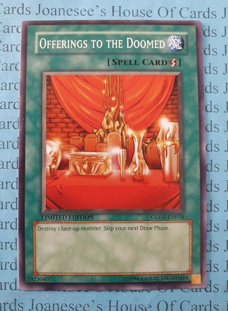 Yu-Gi-Oh Limited Edition GLD1-EN034 Offerings to the Doomed Rare Card