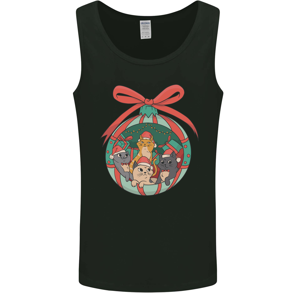 Funny Christmas Cats Bauble Mens Vest Tank Top