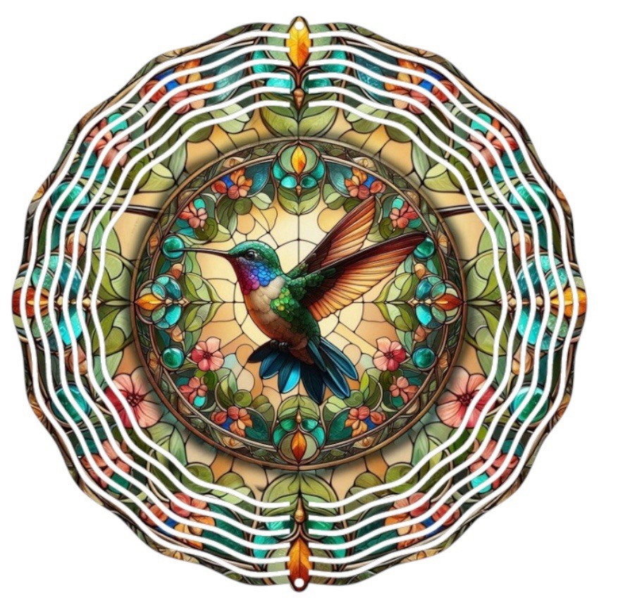 Beautiful Humming bird and flower 8 Inch 3D Wind spinner, Hummingbird Lover Gift