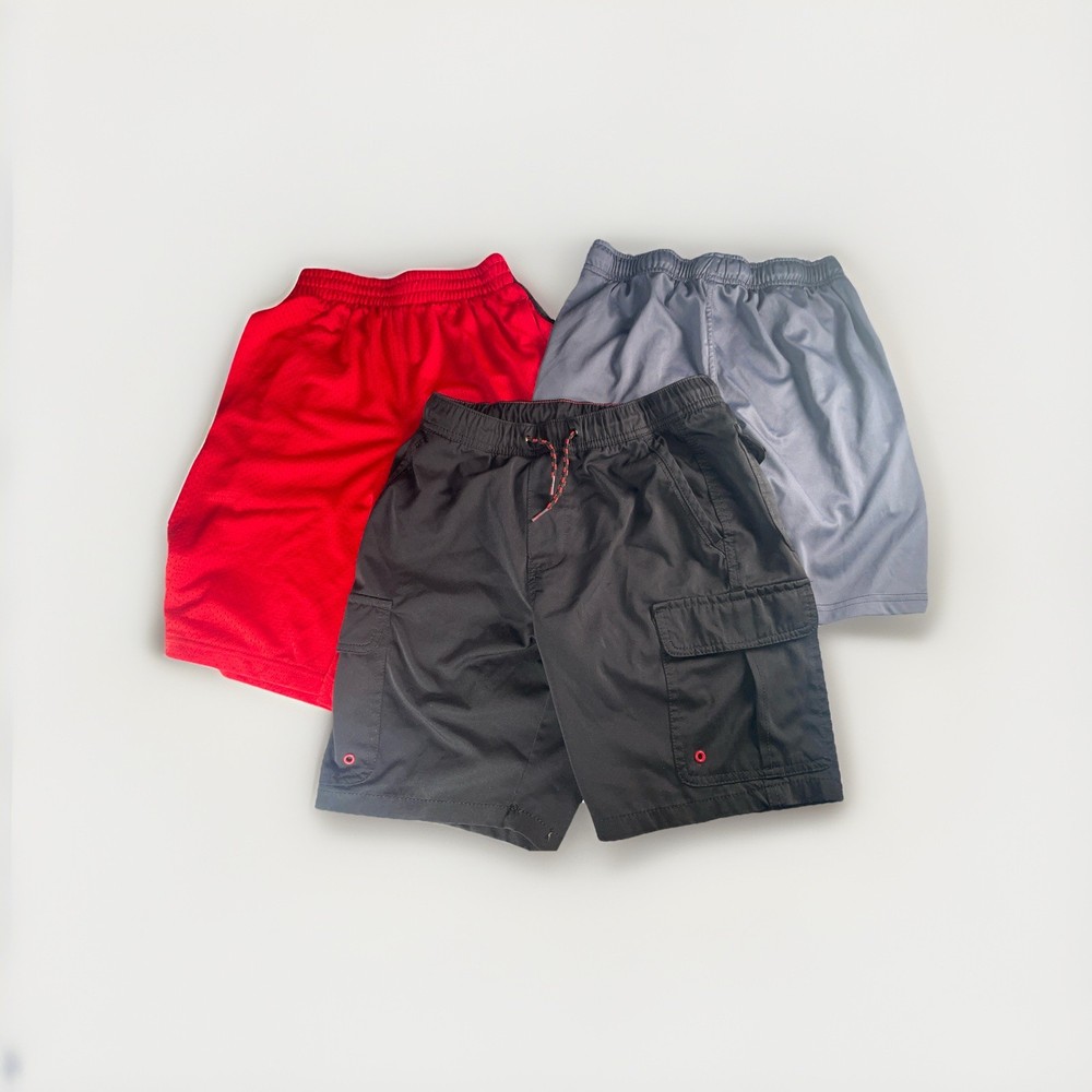 Boys Lot of Athletic Works set of 3 Shorts Grey/Black/Red Size L (10-12)