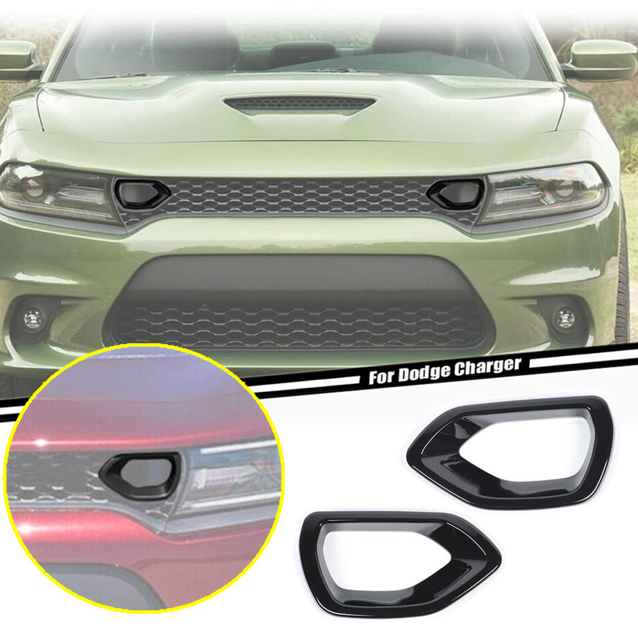 2P Car Front Bumper Grille Cover Trim For Dodge Charger 15-23 Accessories Black