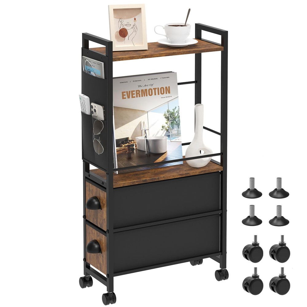 Small Side End Table with Drawer for Small Spaces, Narrow Slim Nightstand Bed...