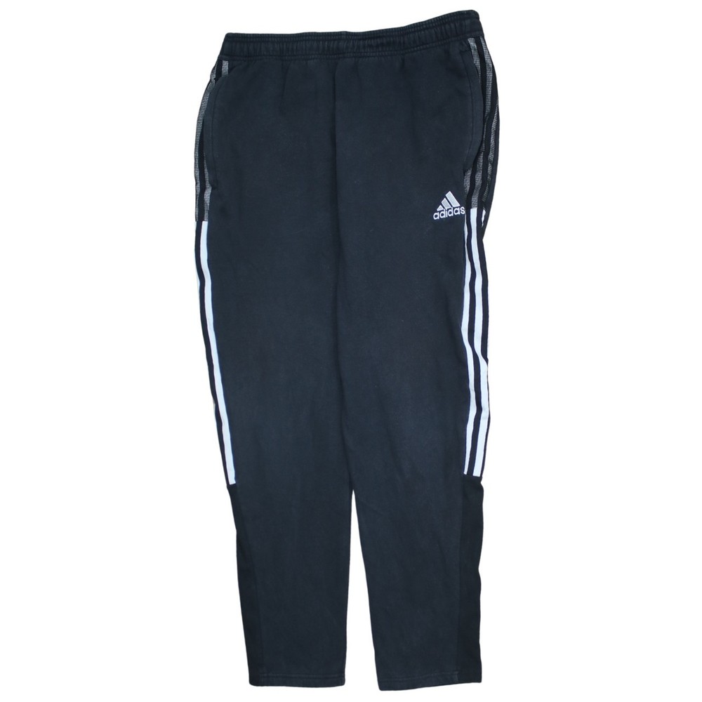 Adidas Mens Joggers Black Climalite Three Stripe Elastic Waist Pockets Logo L
