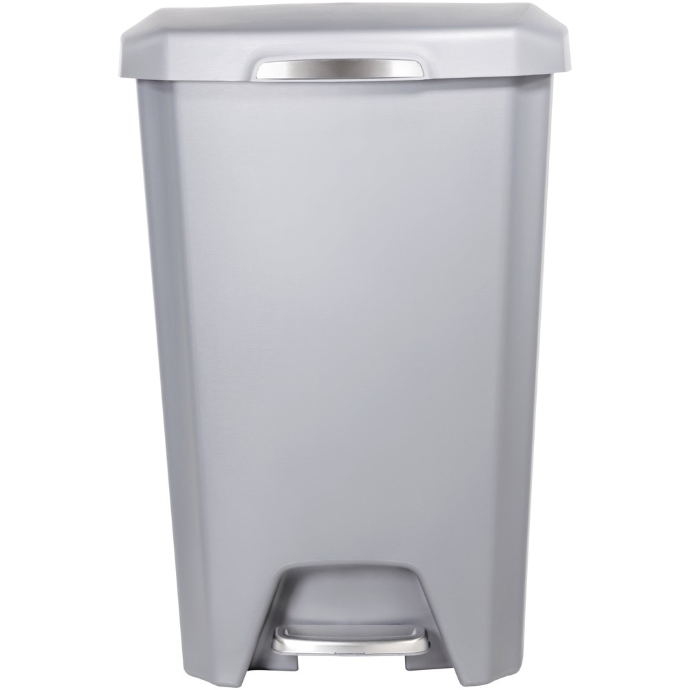 Hefty 12 Gallon Trash Can Plastic Soft Close Step On Kitchen Trash Can, Gray New