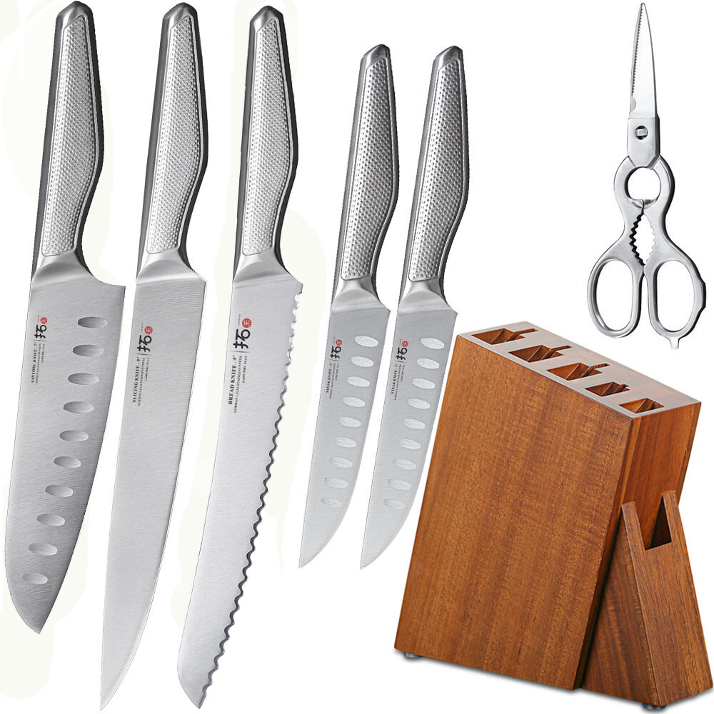 7Pcs TURWHO Santoku German Stainless Steel Knife Shear Set Brand New