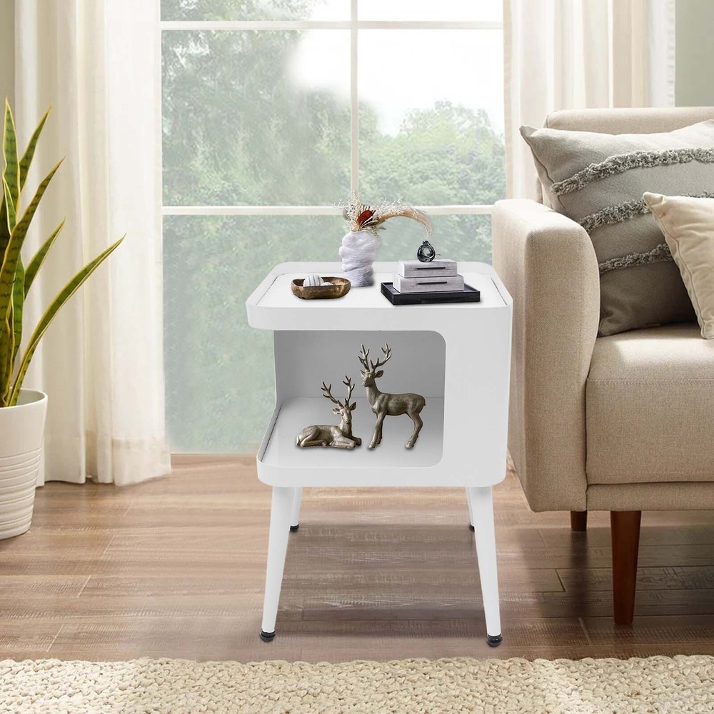 Modern Floorstanding Side Table with Open Storage - 30kg Capacity