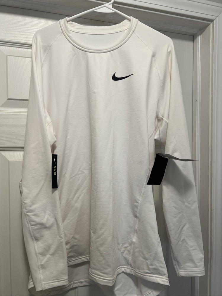 Nike Pro Therma-Fit Men' Dri-Fit White XXL Long Sleeve Shirt
