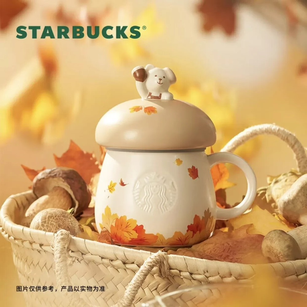 Starbucks 2024 China Autumn maple Bear Lid 14oz ceramic Mug