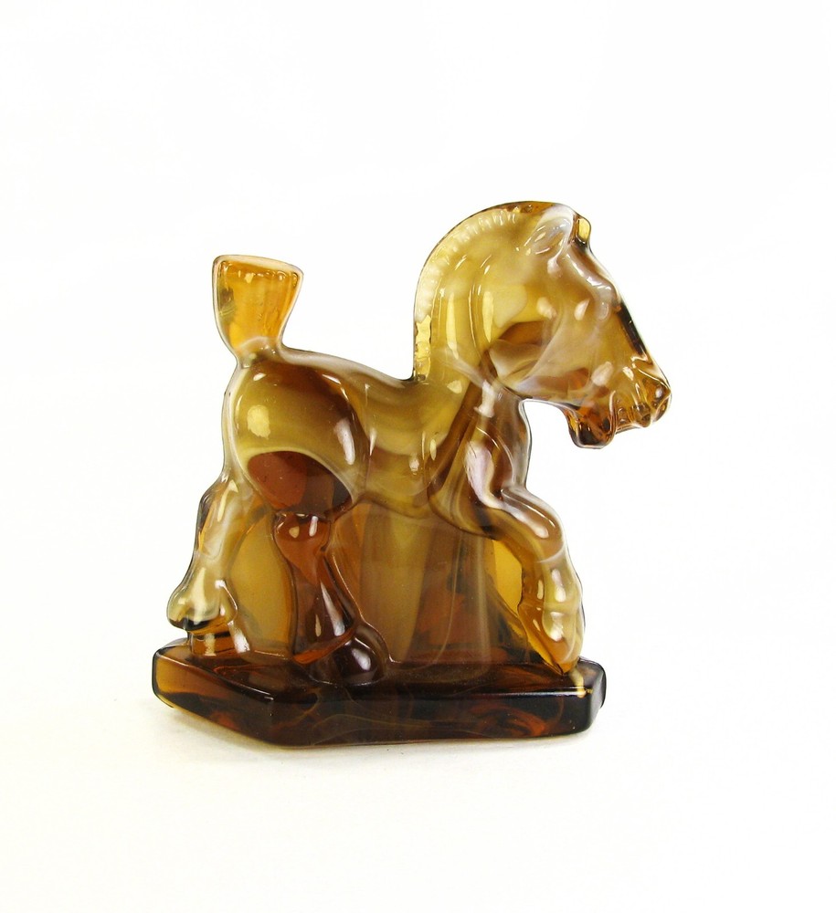Vintage Imperial Glass Caramel Slag Oscar Plug Pony Horse Figurine with Original Tags