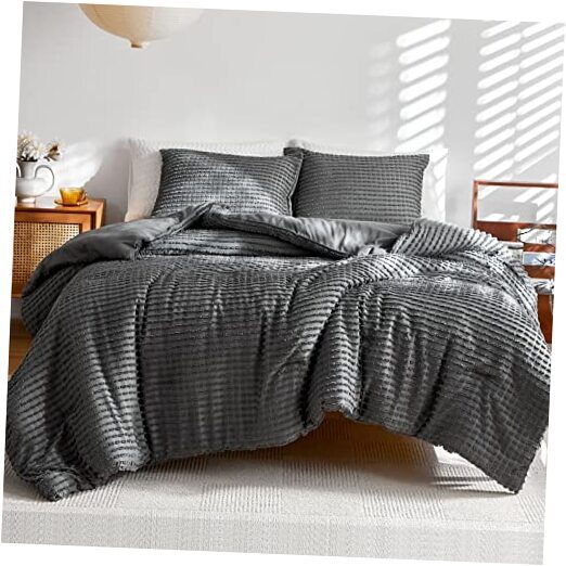Twin Comforter Set Grey Boho Stripe Comforter Lightweight Microfiber Down