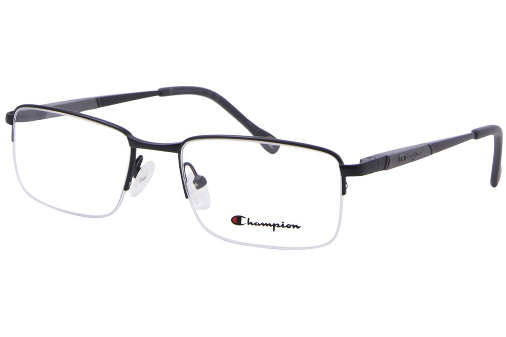 Champion CU1016 CO2 Mens Black Semi-Rimmed Rectangle Eyeglass Frame 51mm