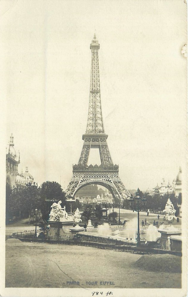 1920s Paris France Eiffel Tower Tourist attractions RPPC Postcard 25-11075