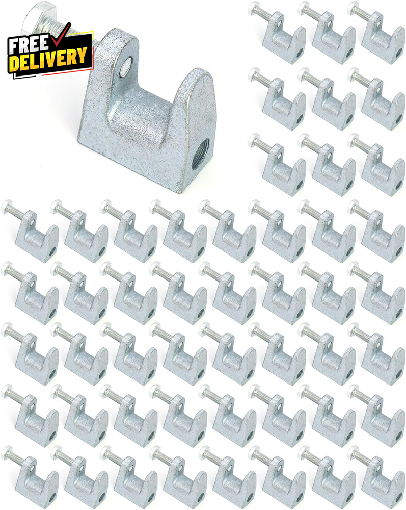 50 Pcs Beam Clamp 3/8 Inch Zinc Plated Iron with 13/16 Inch Jaw Opening