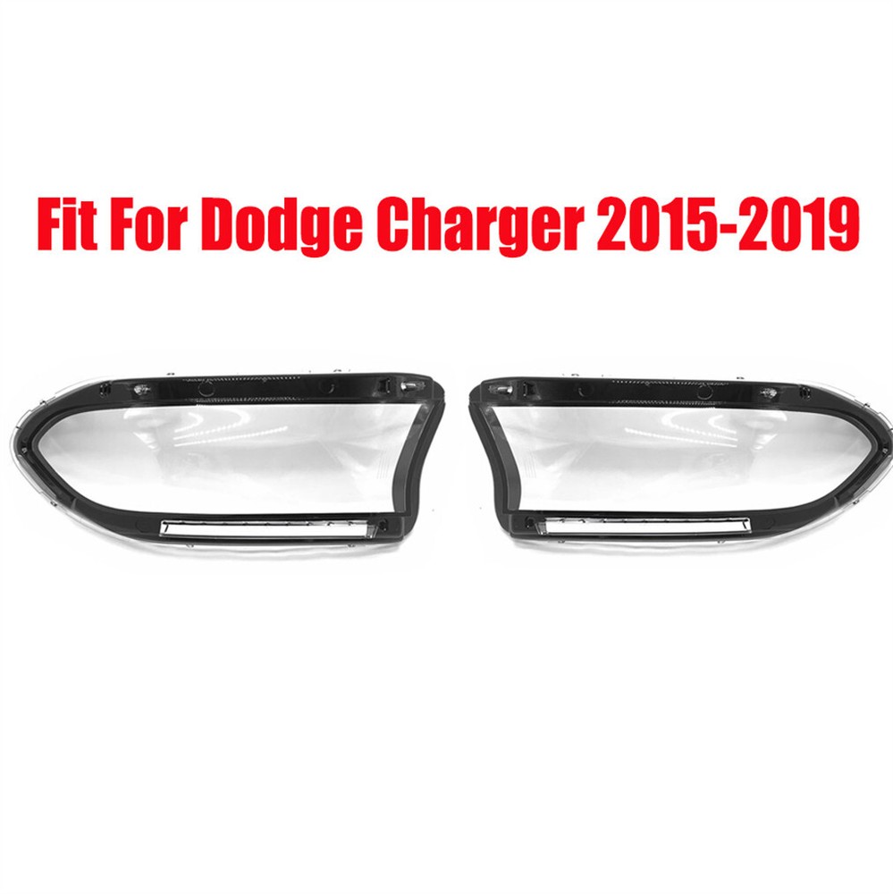 2* Headlight Headlamp Lens Cover Left Right Side Fit For Dodge Charger 2015-2019