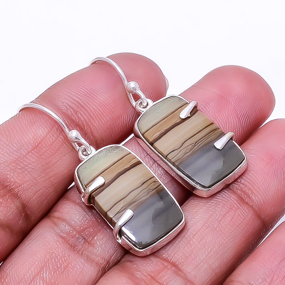 Landscape Jasper -Owyhee Designer Handmade 925 Sterling Silver Earring 1.56
