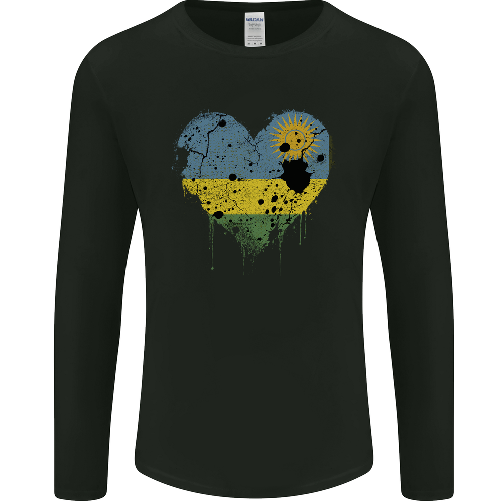 Love Rwanda Flag Rwandan Day Football Mens Long Sleeve T-Shirt