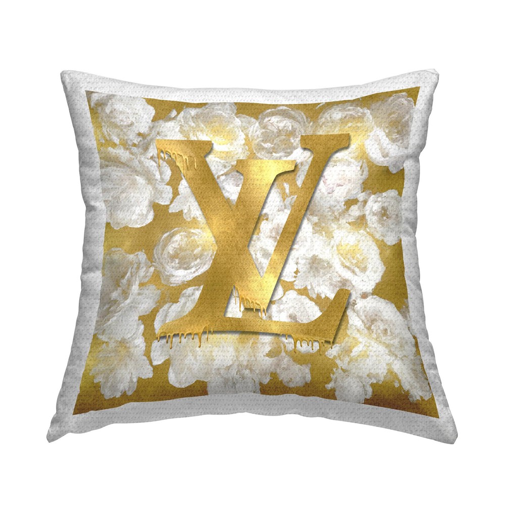 Luxury White Flower Outdoor Pillow 18x18 Yellow Designer Print