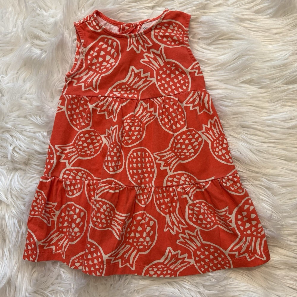 Carter’s Dress Girls 18M Pineapple Orange Sleeveless Sundress Bloomers EUC