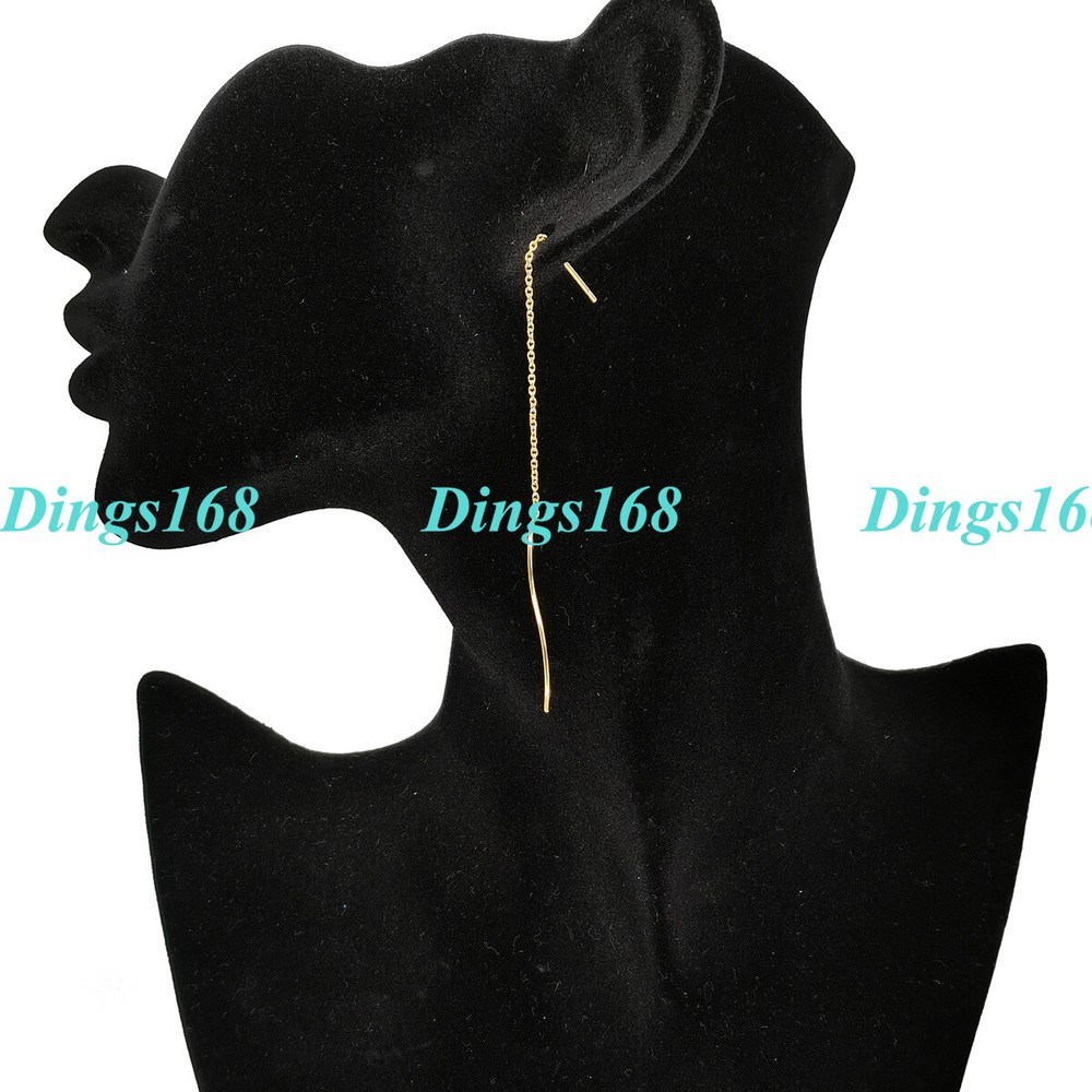 Genuine 18K Gold Filled Tarnish-Resistant Long Threader Stick Earrings E394Y