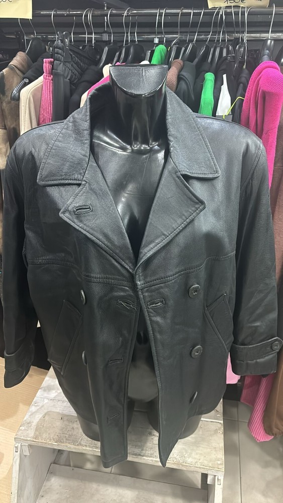 Women's Black Genuine Leather Whinter Tropy Jacket Size 44 LLD257