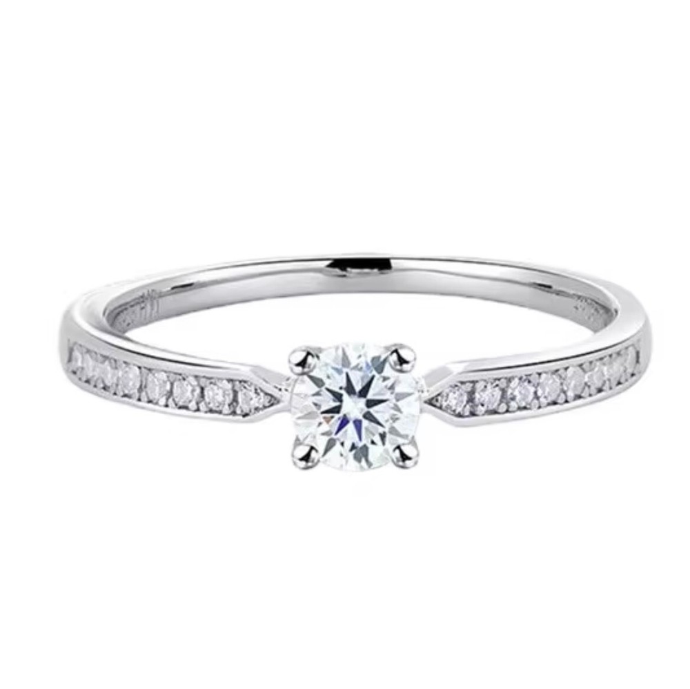 Vintage White Gold Round Cut And Diamond Ring Wedding Engagement Ring Size N-S