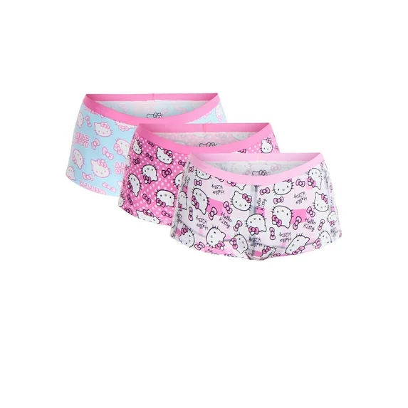HELLO KITTY Sanrio Underwear  Boyshort Panties 3-Pack Women's XL (16-18) Cotton