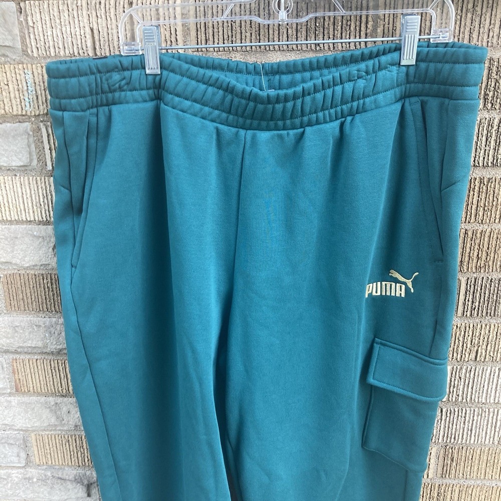 Puma Minimal Gold Cargo Pants Mens XXL Green Casual Athletic Stretch Drawstring