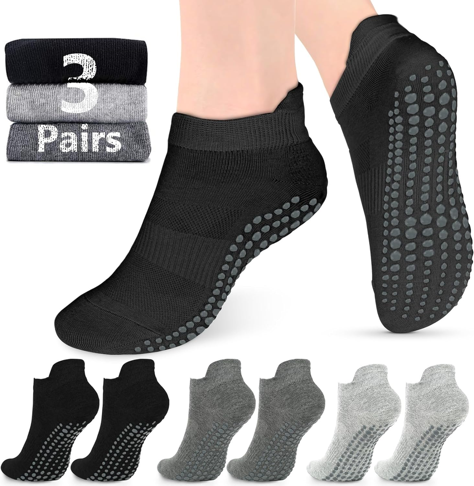Grip Socks for Women Men Pilates Grip Socks Non Slip Yoga Sock with Grips for Ba