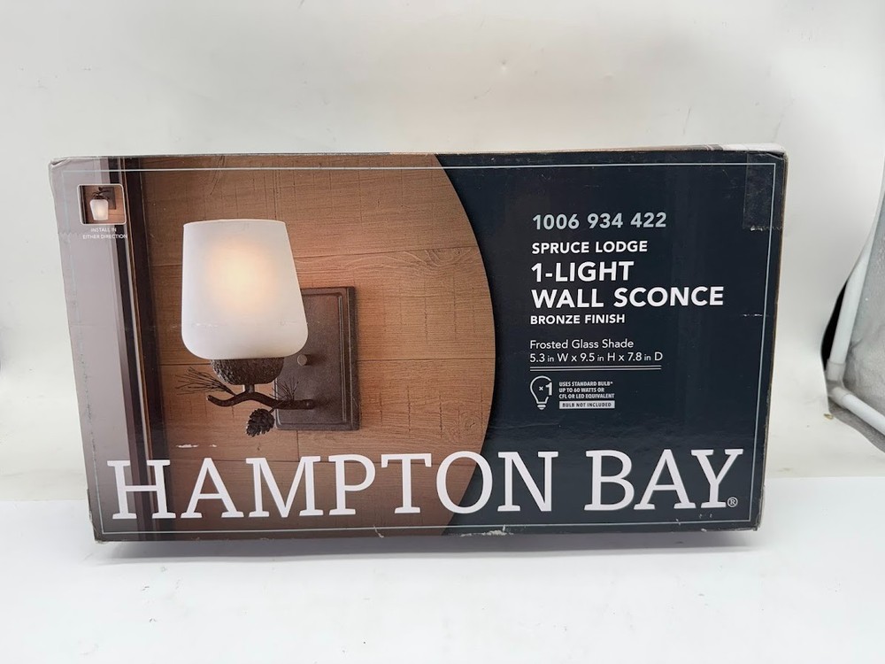 Hampton Bay Spruce Lodge Pinecone 1-Light Wall Sconce