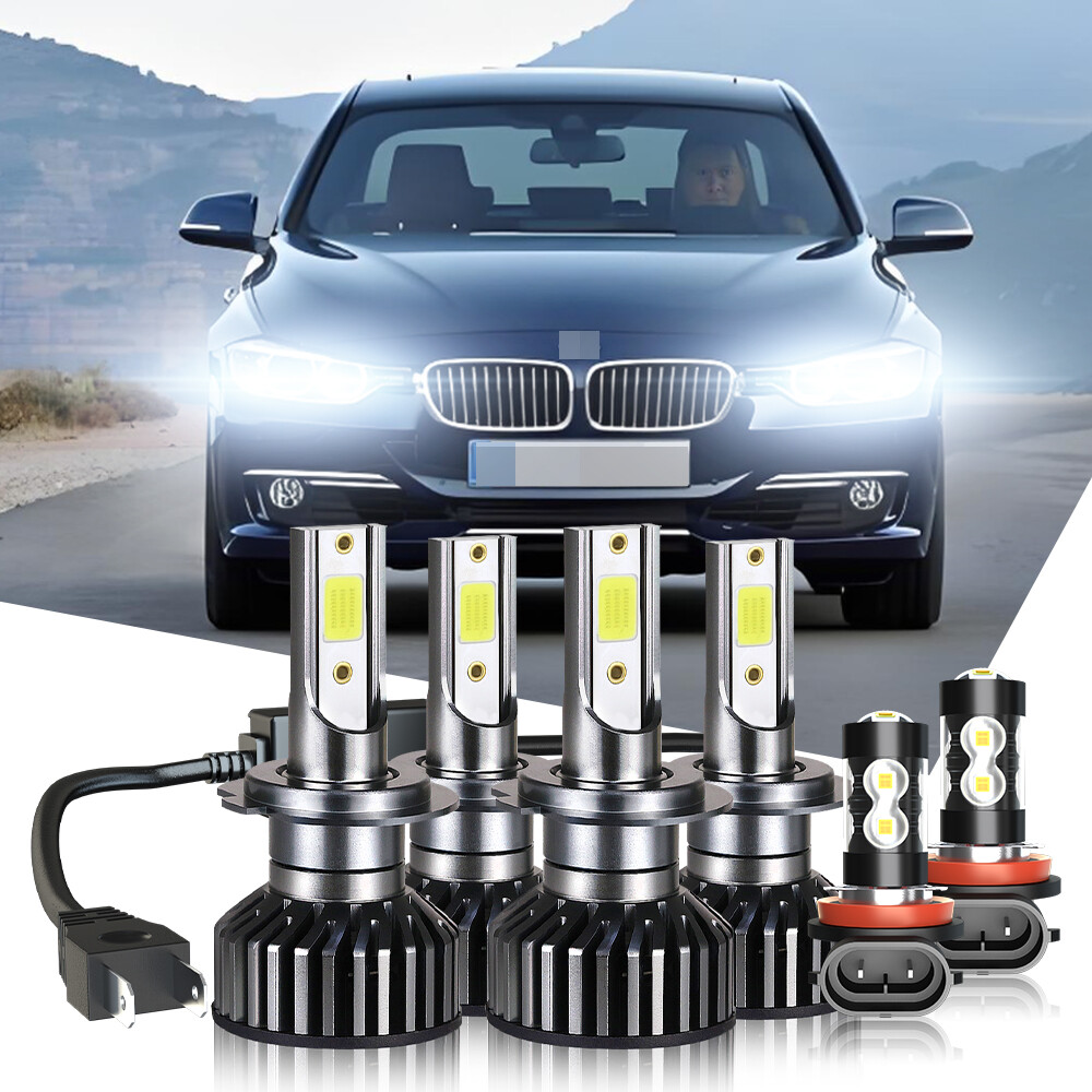 For BMW 328i 2007-2016 6x Bulbs LED Headlights Hi/Low Beams Fog Lights 6000K