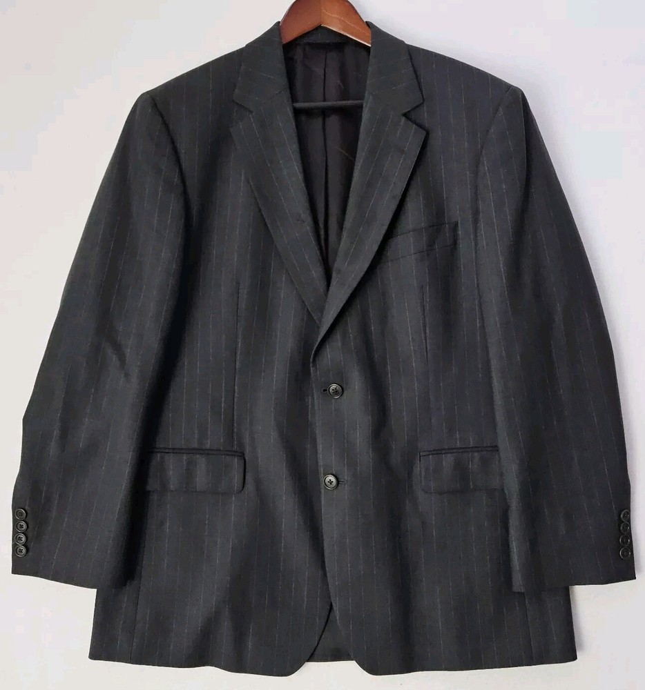 Brooks Brothers 346 Blazer Jacket Mens Sz 43R Charcoal Grey Pinstrip Stretch