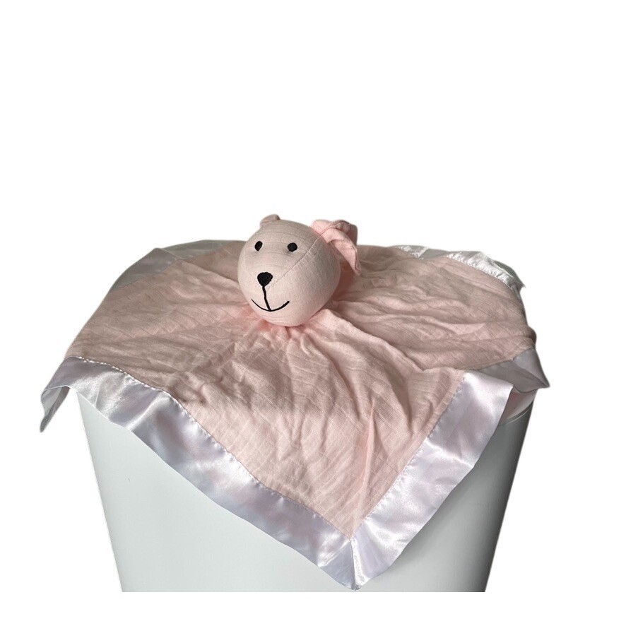 Aden + Anais Bunny Lovey Security Blanket Pink Muslin Satin Trim Baby Comfort