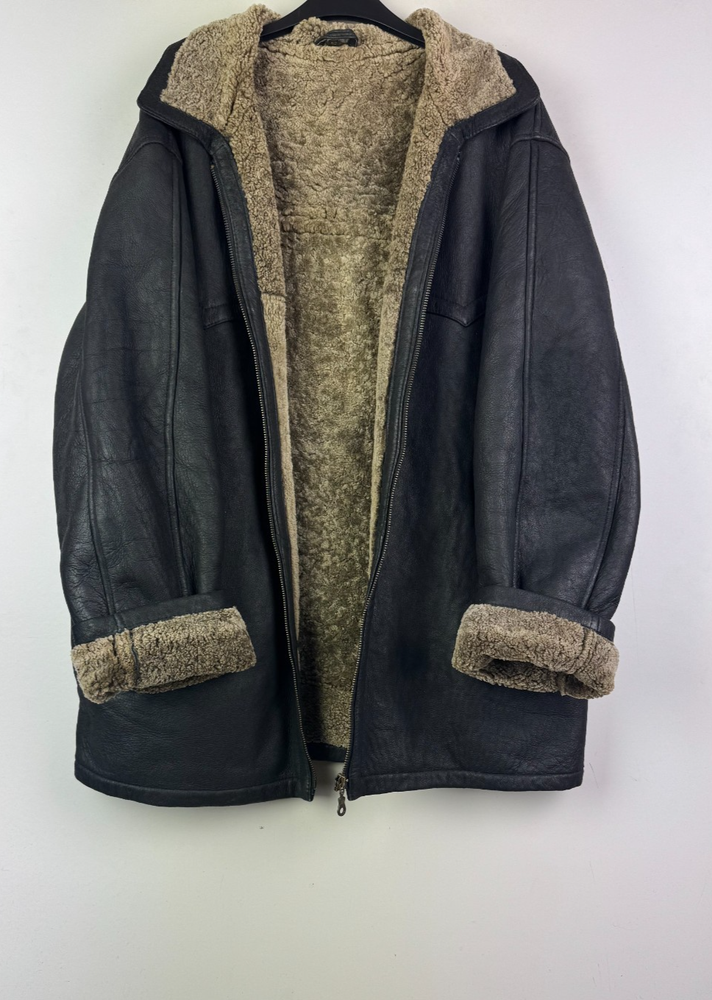 REAL SHEARLING SHEEPSKIN AVIATOR JACKET Size XL Flight Coat Excellent Condition