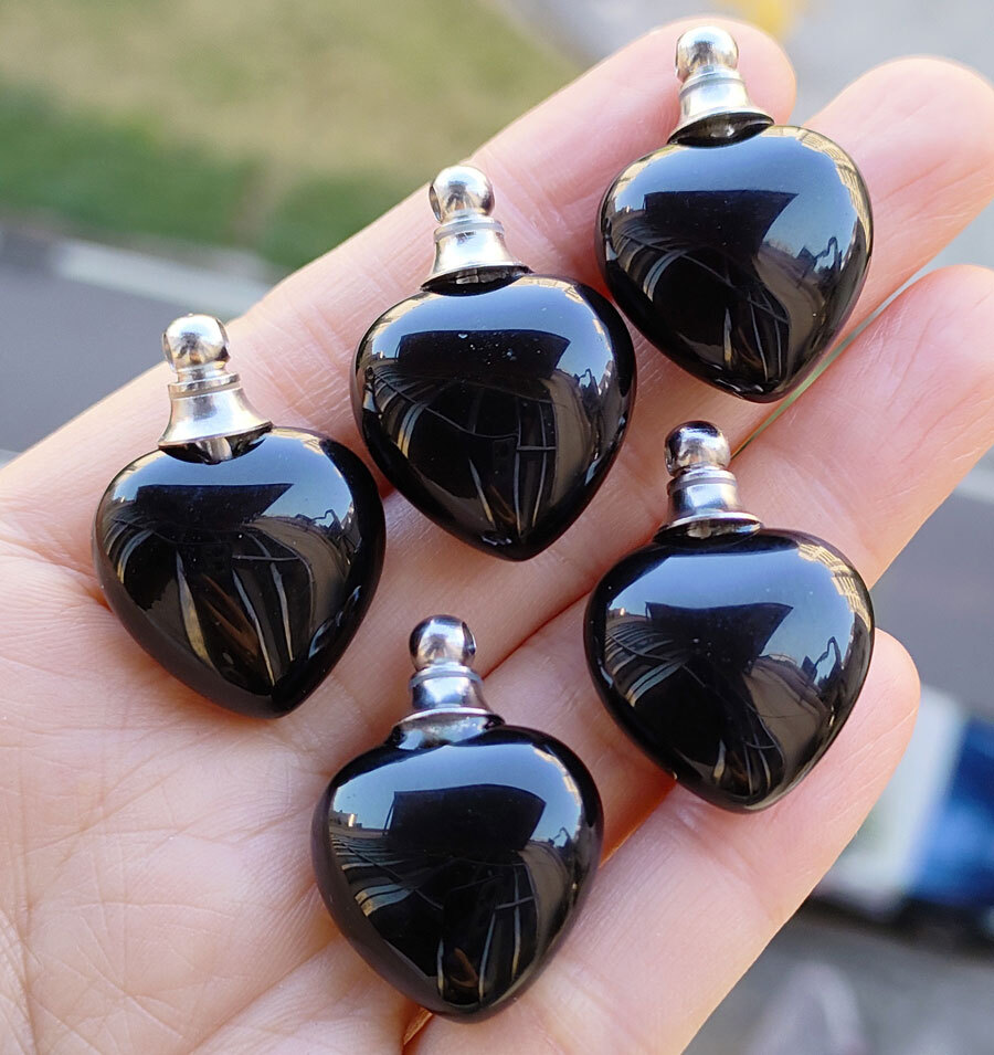 10pcs Natural Obsidian Gems Perfume bottle Pendants Chakra Reiki Healing Amulet