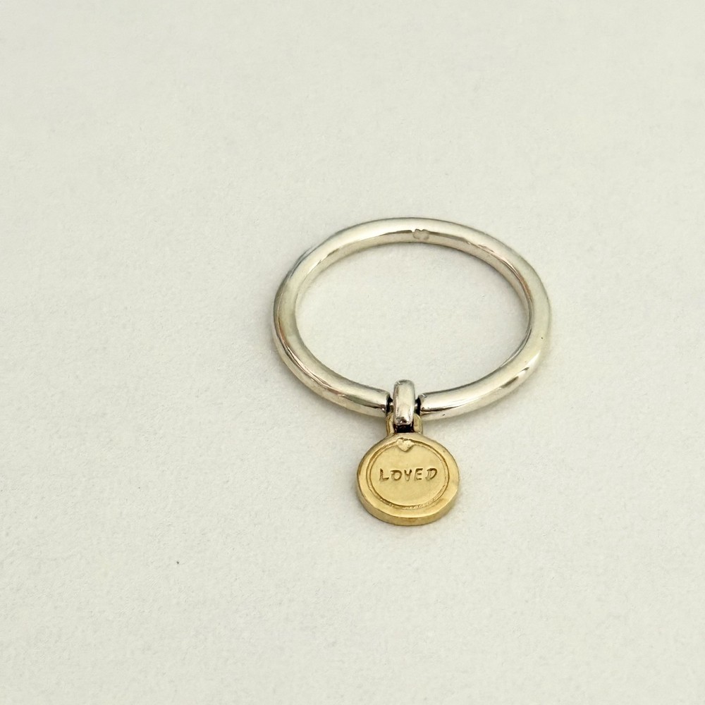 Pandora 925 Sterling Silver Gold Plated Shine Medallion Of Love Ring Size 6