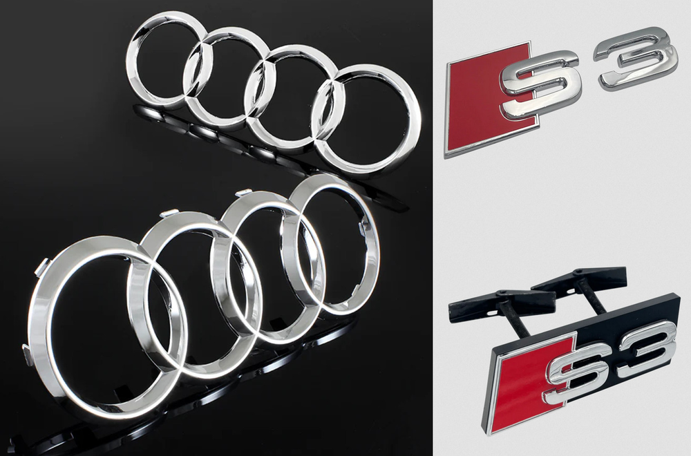 For Audi S3 Car Hood Rear Rings Front Grille Emblem Trunk Sticker Decal Chrome
