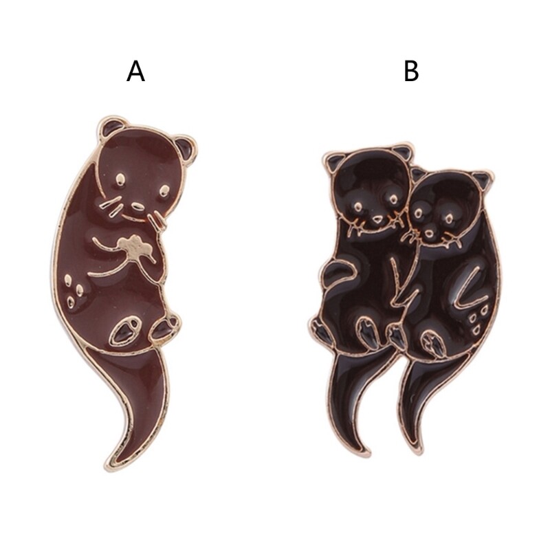 Otters Enamel Pin Cartoon Funny Animals Brooches Badge Women Men Backpack