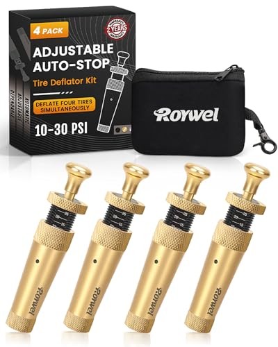 Pro-Calibrated Tire Deflator kit 10-30PSI(4PCS) ±2 PSI High Accuracy, CNC Gold