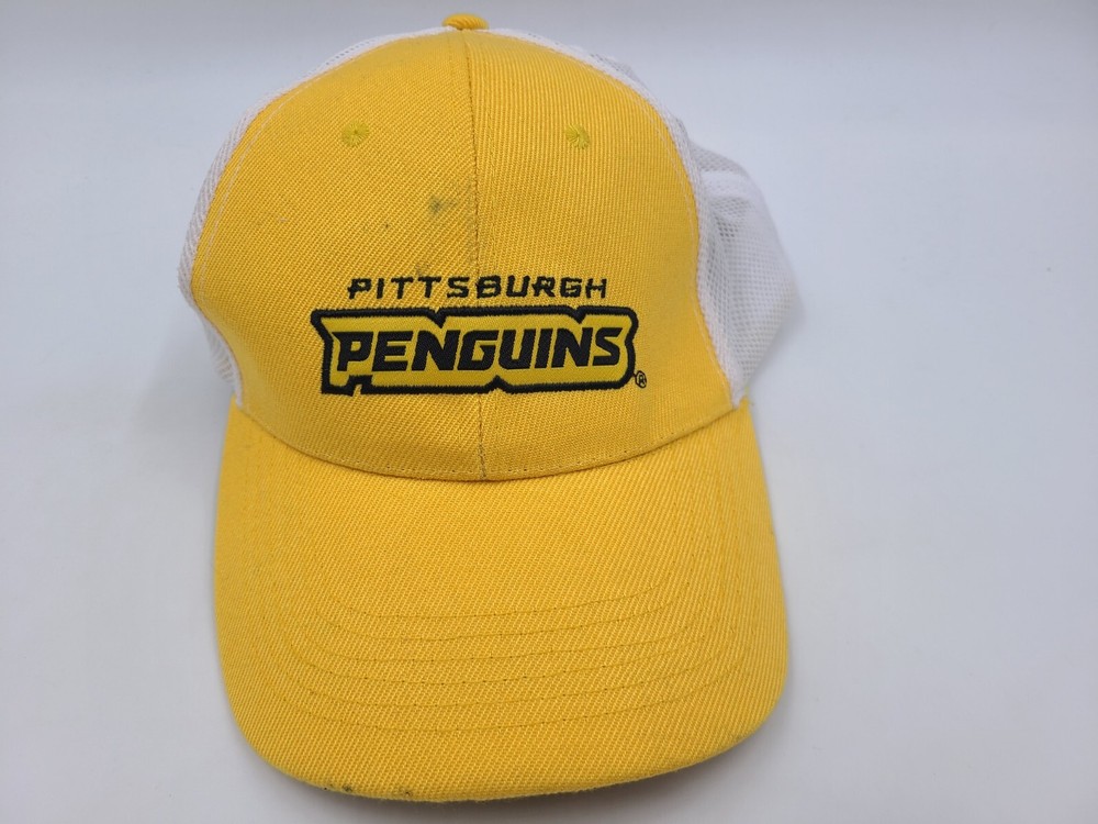 Pittsburgh Penguins Mesh Adjustable Hat Cap Men Women NHL Hockey Yellow White