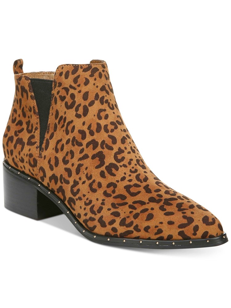 BAR III Womens Brown Leopard Print Back Pull Loop Gabby Slip On Booties 5 M