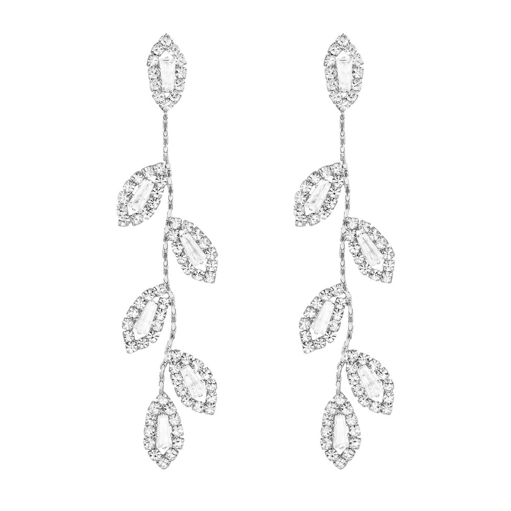 SELOVO Crystal Leaf Wedding Earrings for Brides Bridesmaid Rhinestone Danglin...