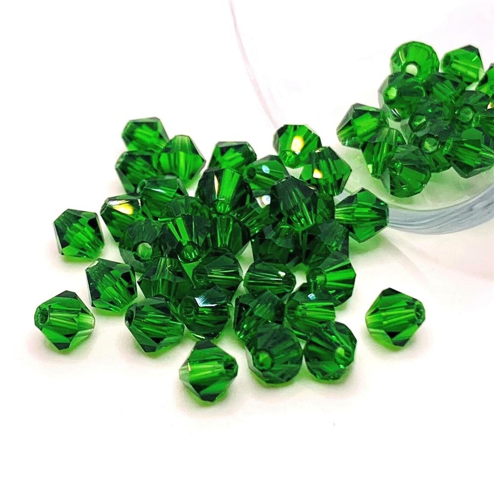 4, 20 or 50 pcs 6mm Bicone Bead Emerald Green May Birthstone-US Seller-DG948