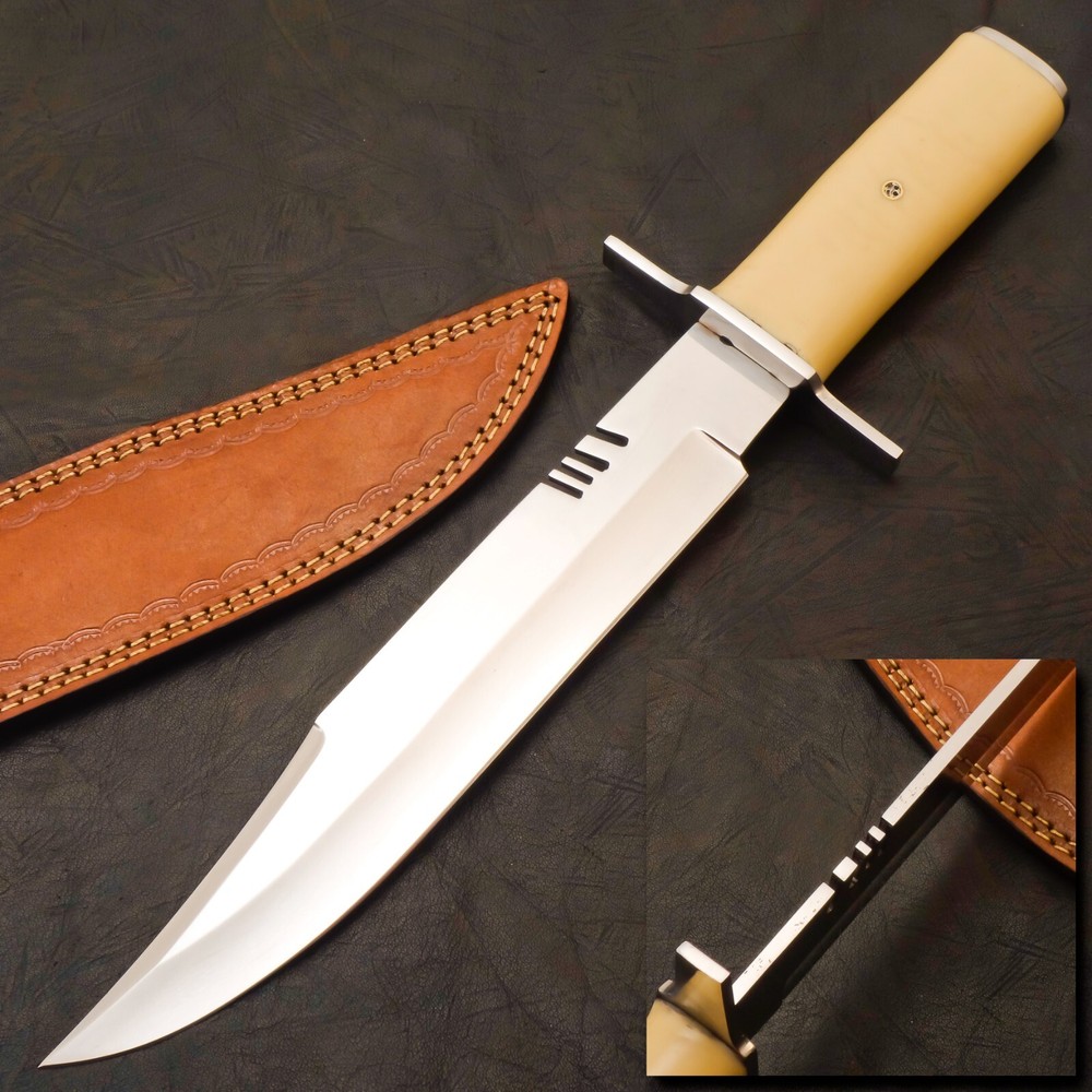 15'' CUSTOM HANDMADE D2 STEEL HIGH POLISH BOWIE KNIFE HUNTING CAMPIGN #H-896