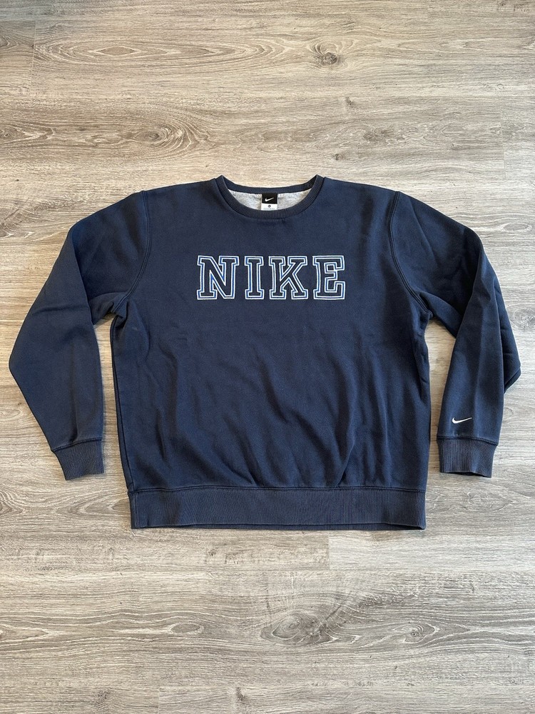 Vintage Y2K Nike Crewneck Sweater Embroidered Font Navy 2000’s Men’s L/XL